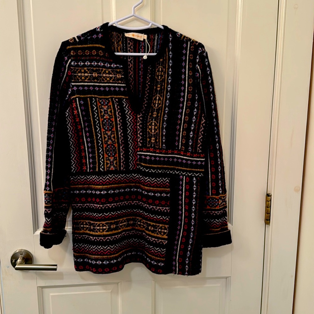 Tory Burch Wool Multi Patterned Sweater - image 1